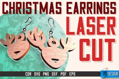 Christmas Earrings Laser Cut SVG | Accessories Laser Cut SVG Design | CNC Files SVG Fly Design 