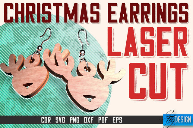 Christmas Earrings Laser Cut SVG | Accessories Laser Cut SVG Design | CNC Files SVG Fly Design 