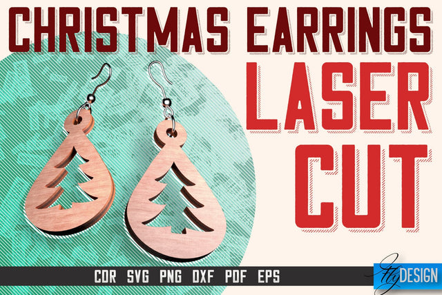 Christmas Earrings Laser Cut SVG | Accessories Laser Cut SVG Design | CNC Files SVG Fly Design 