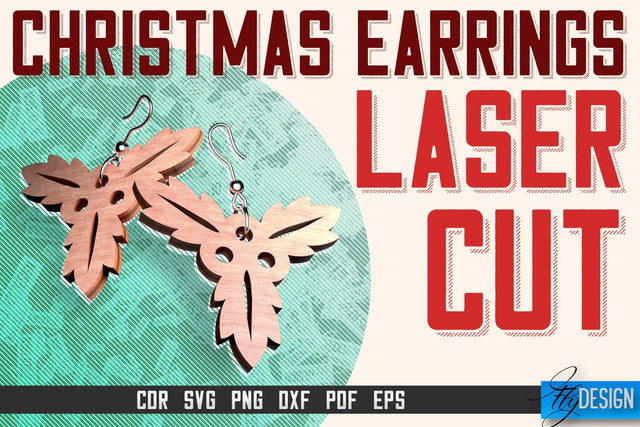 Christmas Earrings Laser Cut SVG | Accessories Laser Cut SVG Design | CNC Files SVG Fly Design 