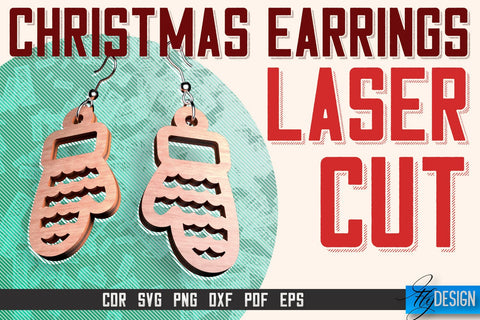 Christmas Earrings Laser Cut SVG | Accessories Laser Cut SVG Design | CNC Files SVG Fly Design 