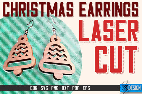 Christmas Earrings Laser Cut SVG | Accessories Laser Cut SVG Design | CNC Files SVG Fly Design 