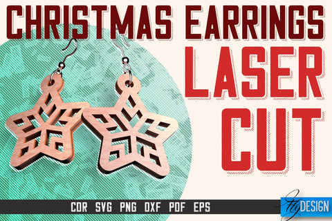 Christmas Earrings Laser Cut SVG | Accessories Laser Cut SVG Design | CNC Files SVG Fly Design 