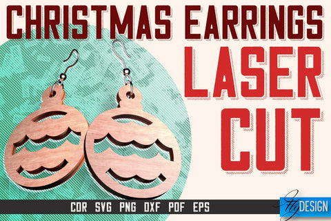 Christmas Earrings Laser Cut SVG | Accessories Laser Cut SVG Design | CNC Files SVG Fly Design 