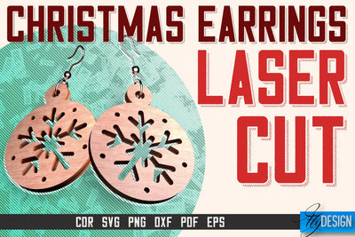 Christmas Earrings Laser Cut SVG | Accessories Laser Cut SVG Design | CNC Files SVG Fly Design 