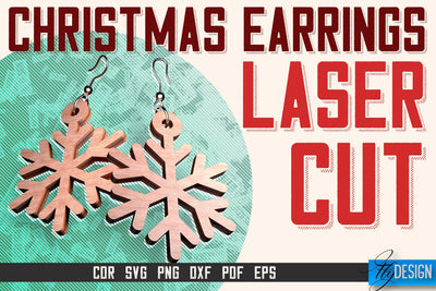 Christmas Earrings Laser Cut SVG | Accessories Laser Cut SVG Design | CNC Files SVG Fly Design 