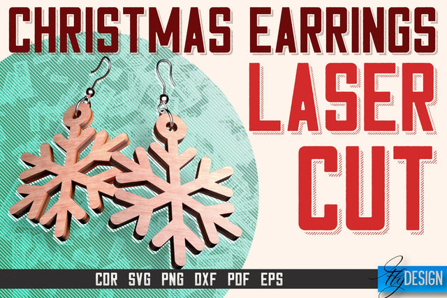 Christmas Earrings Laser Cut SVG | Accessories Laser Cut SVG Design | CNC Files SVG Fly Design 