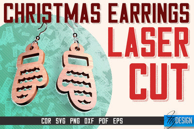 Christmas Earrings Laser Cut SVG | Accessories Laser Cut SVG Design | CNC Files SVG Fly Design 