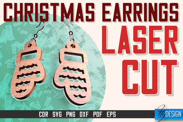 Christmas Earrings Laser Cut SVG | Accessories Laser Cut SVG Design | CNC Files SVG Fly Design 