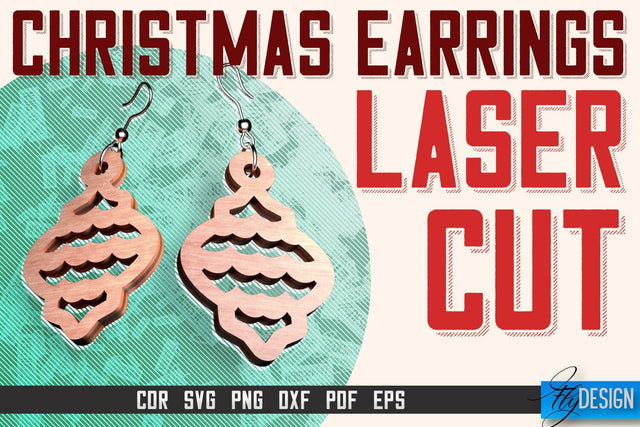Christmas Earrings Laser Cut SVG | Accessories Laser Cut SVG Design | CNC Files SVG Fly Design 