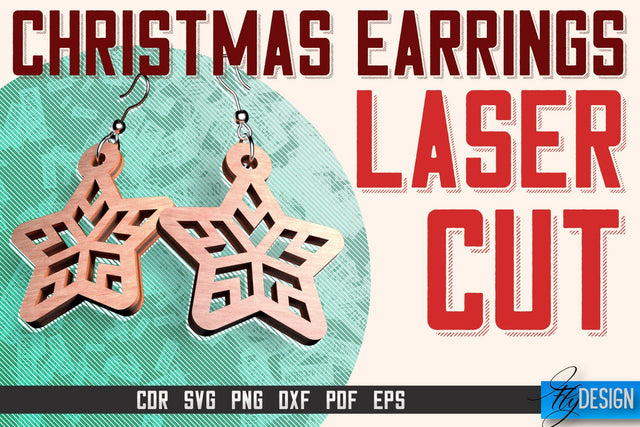 Christmas Earrings Laser Cut SVG | Accessories Laser Cut SVG Design | CNC Files SVG Fly Design 