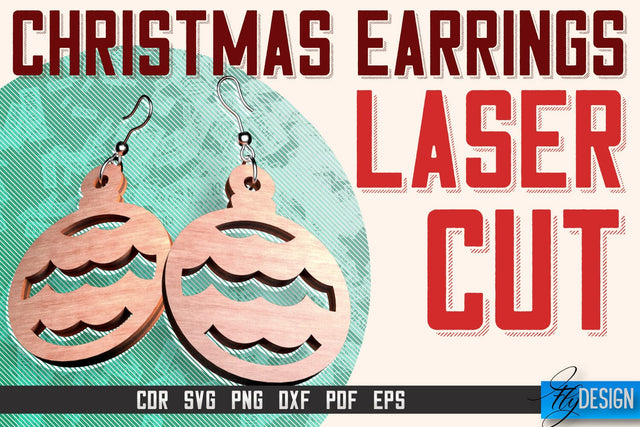 Christmas Earrings Laser Cut SVG | Accessories Laser Cut SVG Design | CNC Files SVG Fly Design 