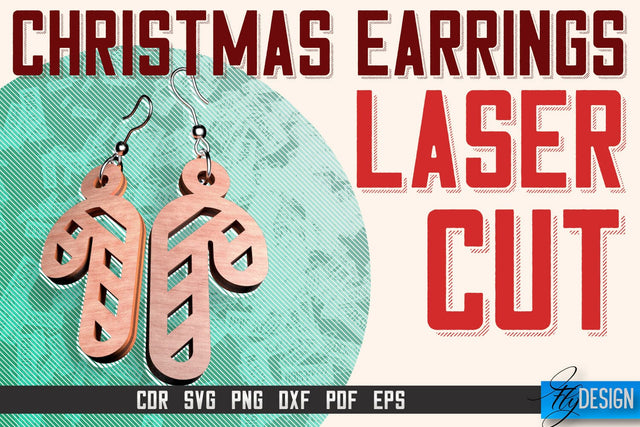 Christmas Earrings Laser Cut SVG | Accessories Laser Cut SVG Design | CNC Files SVG Fly Design 