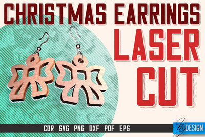 Christmas Earrings Laser Cut SVG | Accessories Laser Cut SVG Design | CNC Files SVG Fly Design 