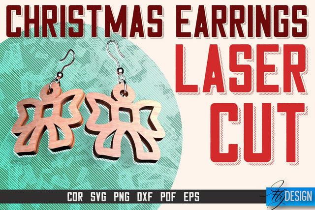 Christmas Earrings Laser Cut SVG | Accessories Laser Cut SVG Design | CNC Files SVG Fly Design 
