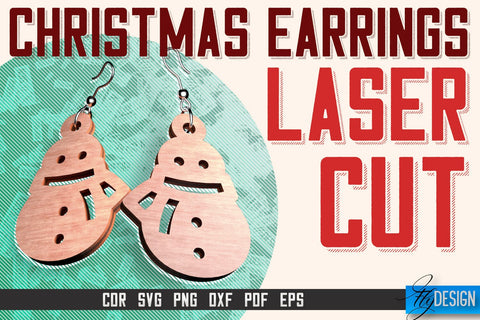 Christmas Earrings Laser Cut SVG | Accessories Laser Cut SVG Design | CNC Files SVG Fly Design 