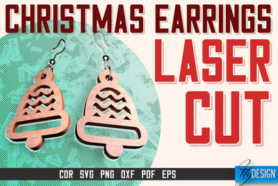 Christmas Earrings Laser Cut SVG | Accessories Laser Cut SVG Design | CNC Files SVG Fly Design 