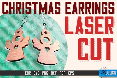 Christmas Earrings Laser Cut SVG | Accessories Laser Cut SVG Design | CNC Files SVG Fly Design 