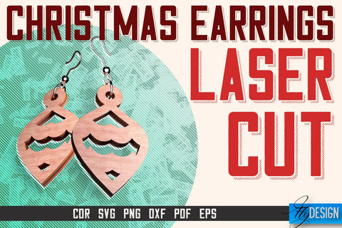Christmas Earrings Laser Cut SVG | Accessories Laser Cut SVG Design | CNC Files SVG Fly Design 