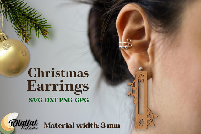 Christmas Earrings Laser. Laser Cut Earrings Christmas. 3D Accessories SVG Evgenyia Guschina 