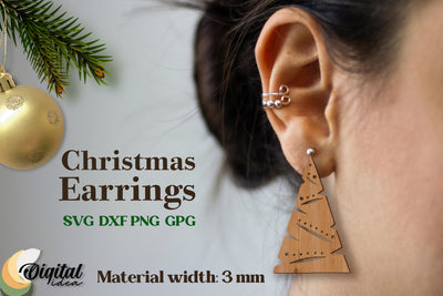 Christmas Earrings Laser. Laser Cut Earrings Christmas. 3D Accessories SVG Evgenyia Guschina 