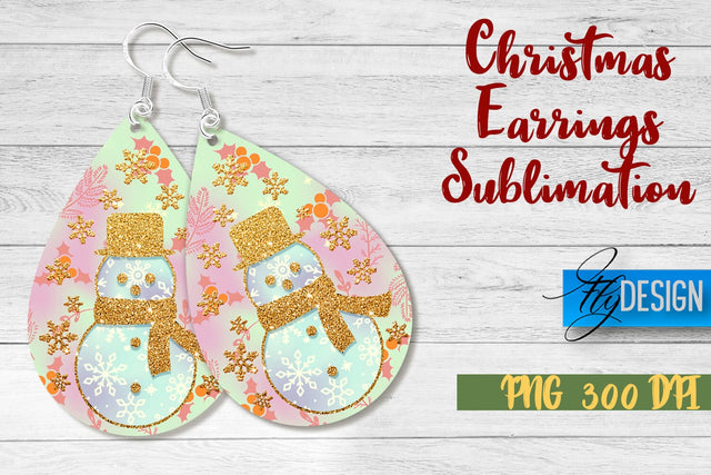 Christmas Earrings Sublimation | PNG Design | Christmas Design SVG Fly Design 