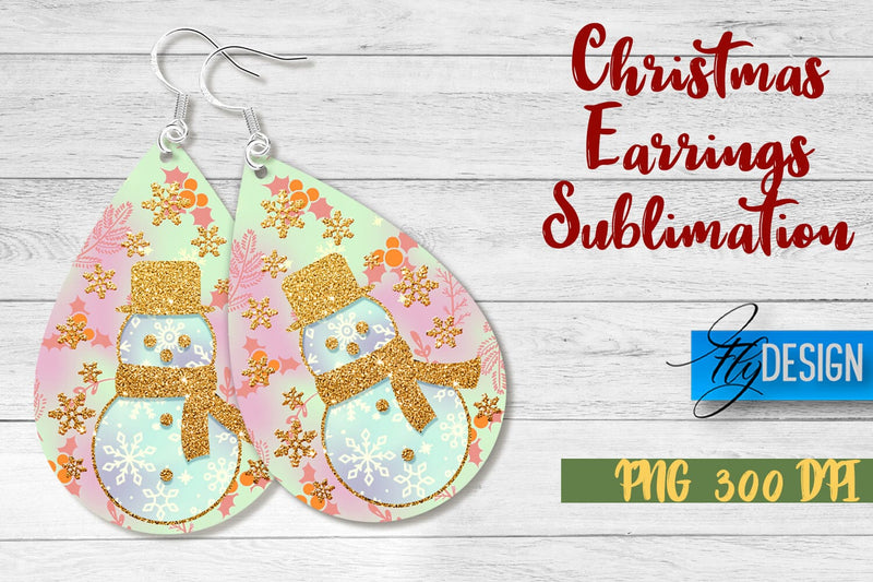 Christmas Earrings Sublimation | PNG Design | Christmas Design SVG Fly Design 