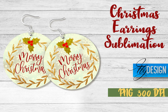 Christmas Earrings Sublimation | PNG Design | Christmas Design SVG Fly Design 