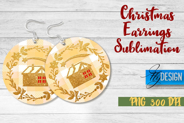 Christmas Earrings Sublimation | PNG Design | Christmas Design SVG Fly Design 
