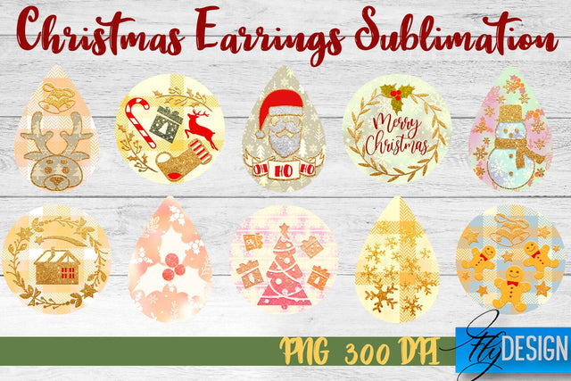 Christmas Earrings Sublimation | PNG Design | Christmas Design SVG Fly Design 