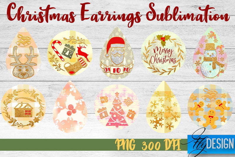 Christmas Earrings Sublimation | PNG Design | Christmas Design SVG Fly Design 