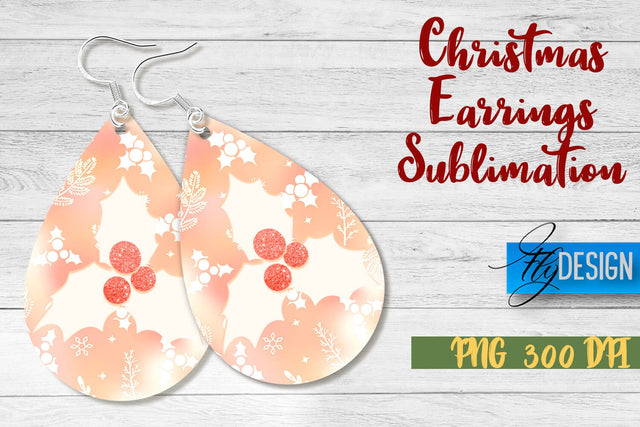 Christmas Earrings Sublimation | PNG Design | Christmas Design SVG Fly Design 