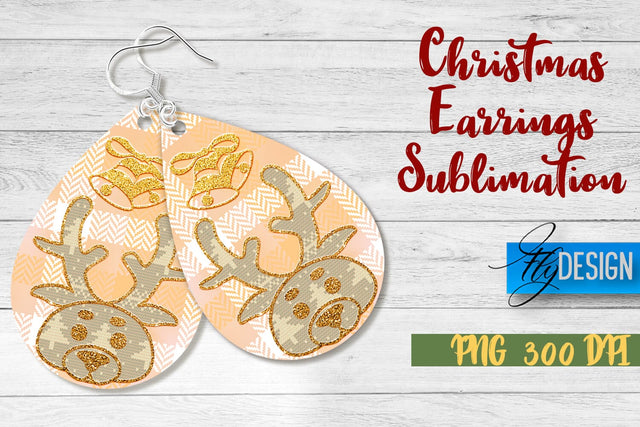 Christmas Earrings Sublimation | PNG Design | Christmas Design SVG Fly Design 