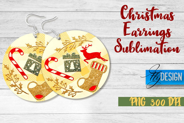 Christmas Earrings Sublimation | PNG Design | Christmas Design SVG Fly Design 