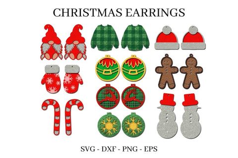 Christmas Earrings SVG Bundle | Faux Leather Earrings Templates SVG SvgOcean 
