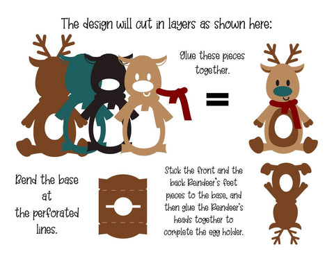 Christmas egg holders, Santa, Reindeer, Snowman, and Bear SVG Digital Gems 