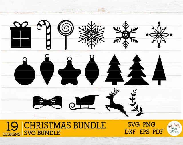 Christmas elements bundle in SVG,DXF,PNG,EPS,PDF,Sleigh,tree SVG Redearth and gumtrees 