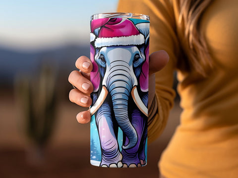 Christmas Elephant Tumbler wrap PNG Sublimation Luvleigh Digitals 
