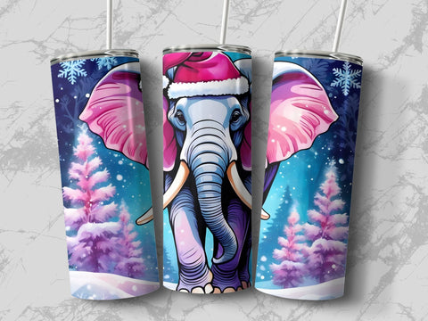 Christmas Elephant Tumbler wrap PNG Sublimation Luvleigh Digitals 