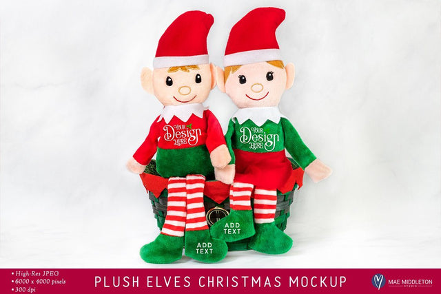 Christmas Elf Dolls mockup | Styled photo Mock Up Photo Mae Middleton Studio 