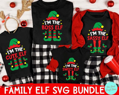 Christmas Elf Family Matching Shirts SVG Cut Files So Fontsy