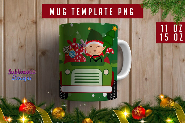 Christmas Elf Mug template PNG for Sublimation Sublimation Sublimatiz Designs 