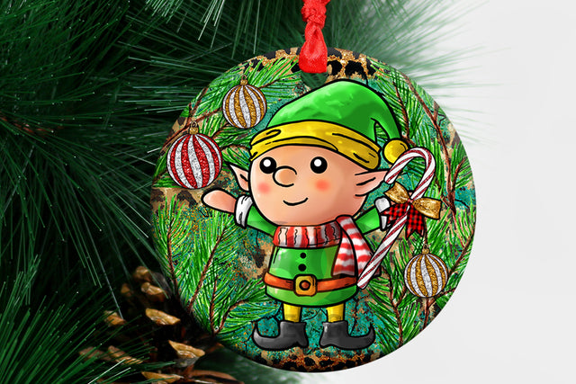 Christmas Elf Ornament Png, Western Christmas Ornament Png, Round Christmas Ornament, Xmas Ornament Sublimation Design Download Sublimation BOO-design 