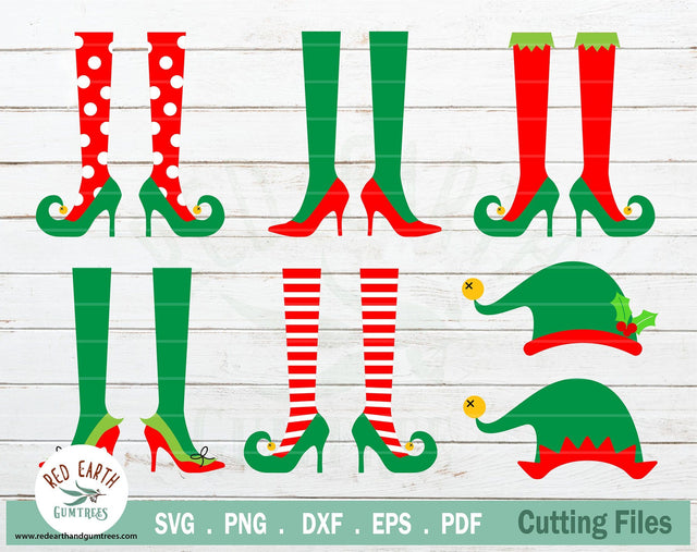 Christmas Elf Shoes and hat Bundle in SVG,DXF,PNG,EPS,PDF SVG Redearth and gumtrees 