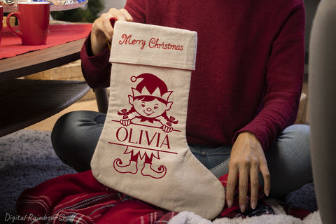 Christmas elf svg, christmas split monogram, baby monogram SVG Digital Rainbow Shop 