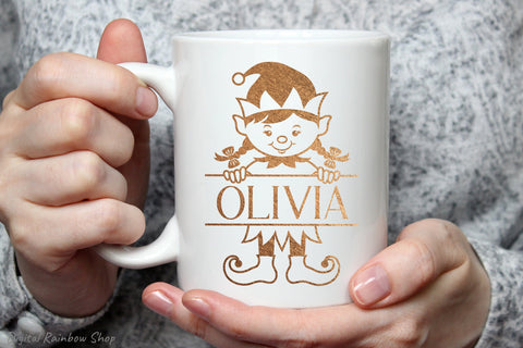 Christmas elf svg, christmas split monogram, baby monogram SVG Digital Rainbow Shop 