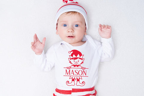 Christmas elf svg, christmas split monogram, baby monogram SVG Digital Rainbow Shop 