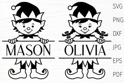 Christmas elf svg, christmas split monogram, baby monogram SVG Digital Rainbow Shop 