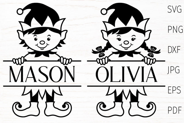Christmas elf svg, christmas split monogram, baby monogram SVG Digital Rainbow Shop 