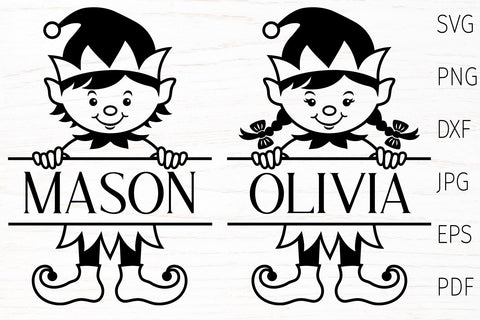 Christmas elf svg, christmas split monogram, baby monogram SVG Digital Rainbow Shop 